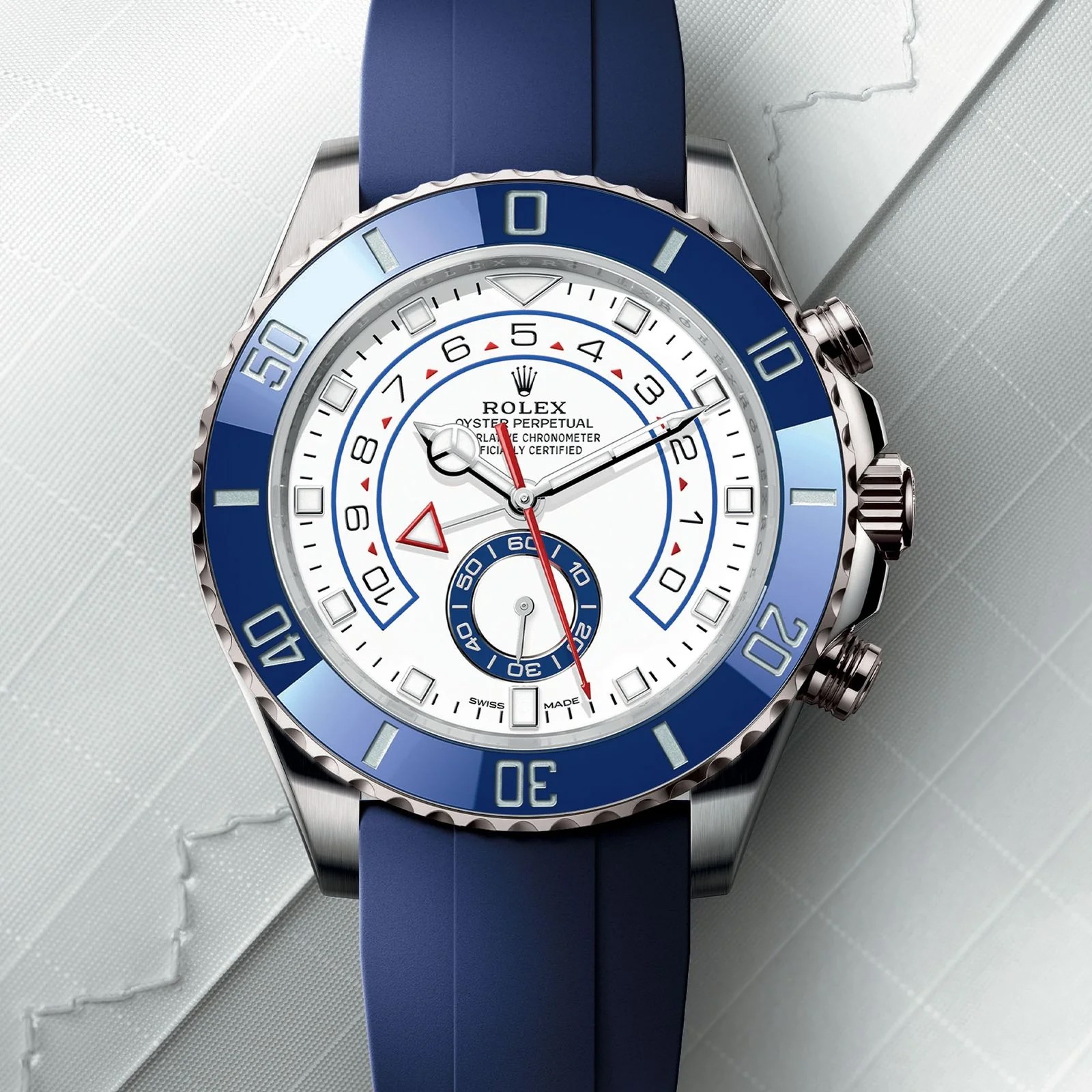 Branded Watch For Men Yatch Master 2, Silicone Blue Strap(Refurbished)