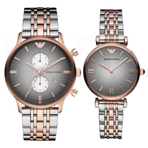 Luxury Watch Grey Dial Two Tone Band Stainless Steel Couple Watch(Refurbished)